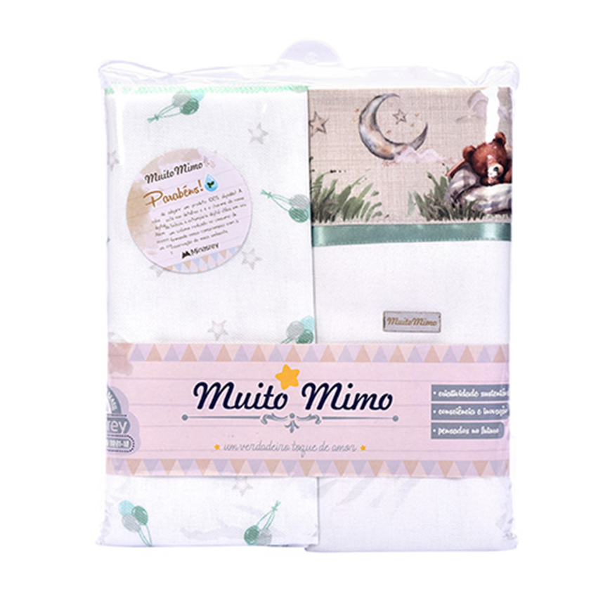 Kit Cueiro Bebê Minasrey Muito Mimo Estampa Urso 2 Peças