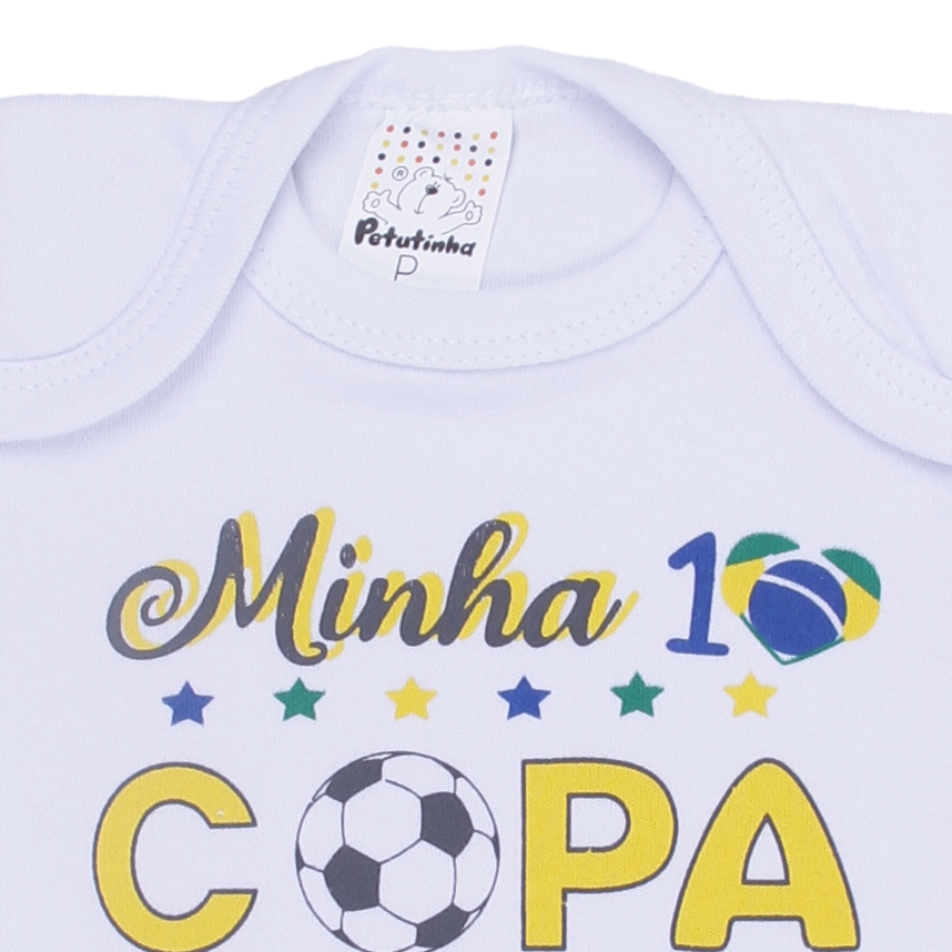 Body Bebê Petutinha Manga Curta Minha 1ª Copa do Mundo