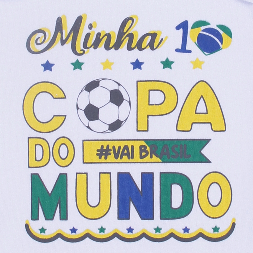 Body Bebê Petutinha Manga Curta Minha 1ª Copa do Mundo