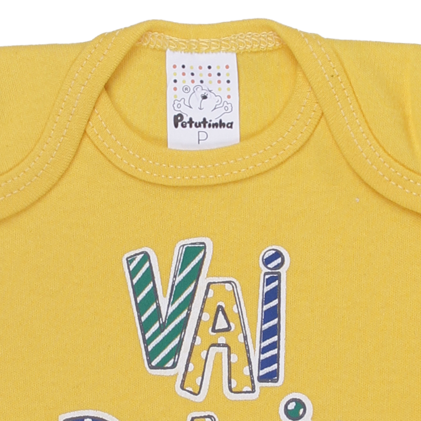 Body Bebê Petutinha Manga Curta Estampa Vai Brasil