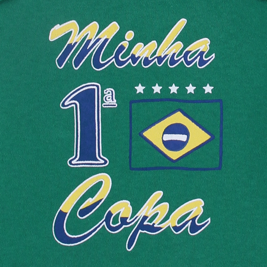 Body Bebê Petutinha Manga Curta Estampa Minha 1ª Copa