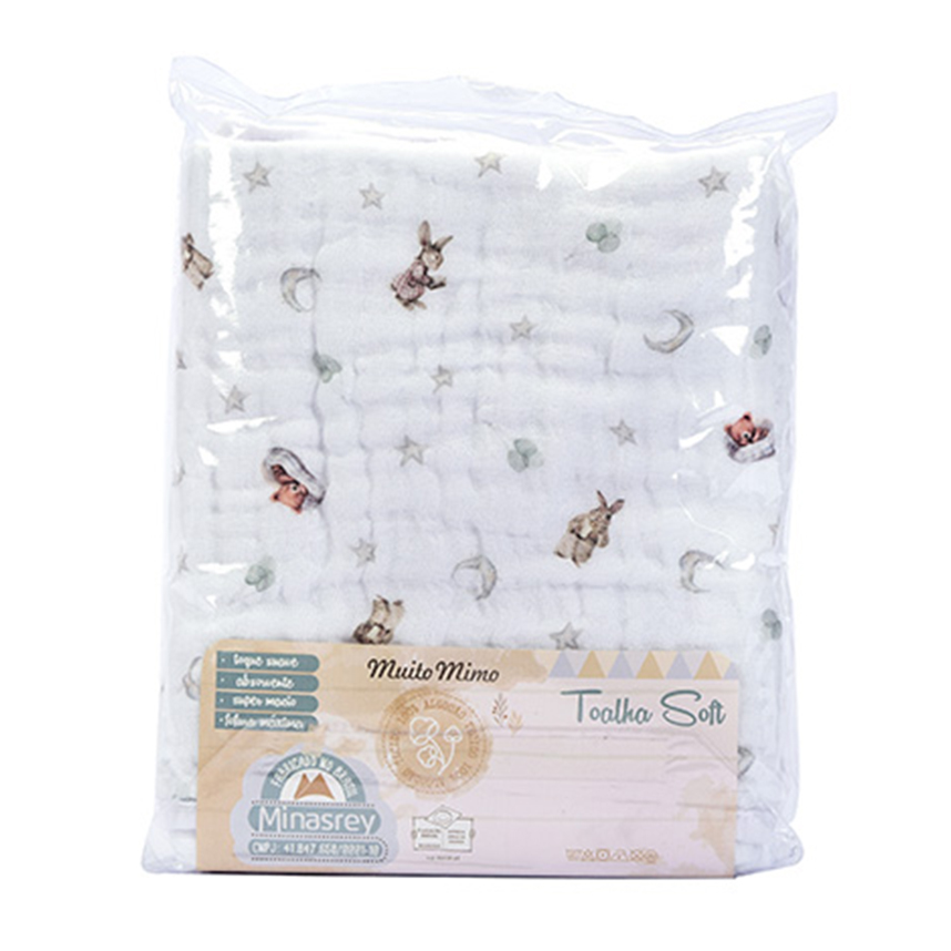 Toalha Soft Bebê com Capuz Minasrey Muito Mimo Urso