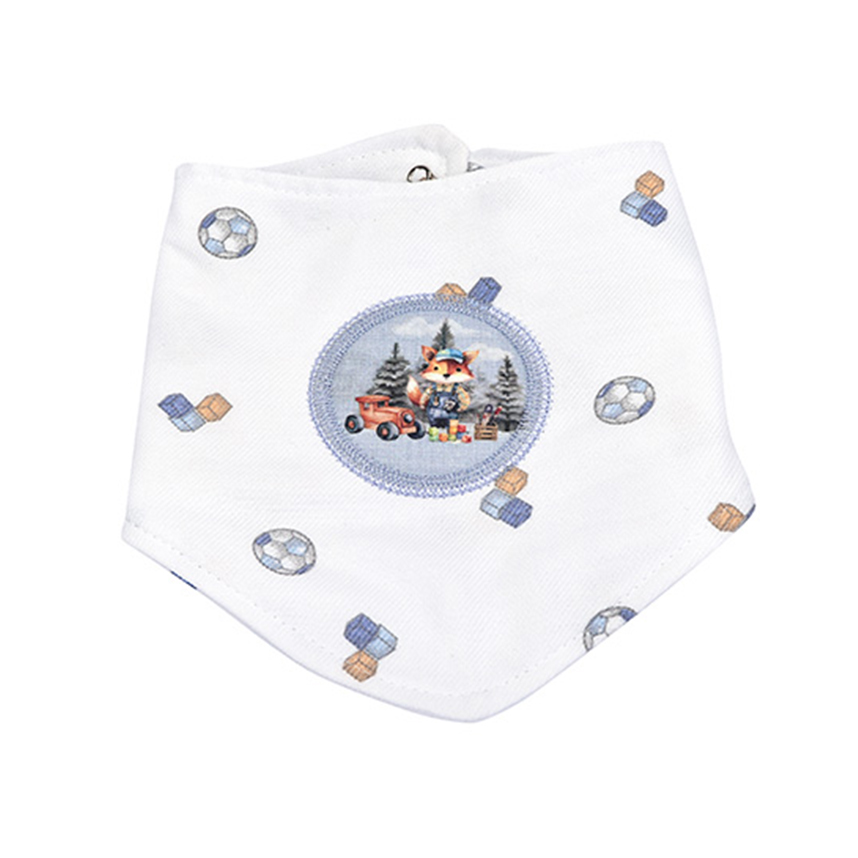 Babador Bebê Minasrey Muito Mimo Bandana Raposa Azul