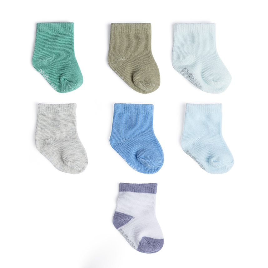 Meia Bebê Pimpolho Menino Lisa Semaninha Kit com 7 Pares