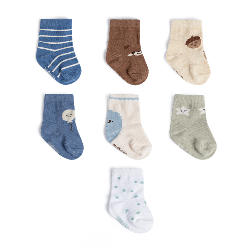 Meia Bebê Pimpolho Menino Semaninha Kit com 7 Peças