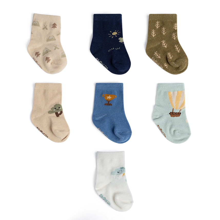 Meia Bebê Pimpolho Menino Semaninha Kit com 7 Peças