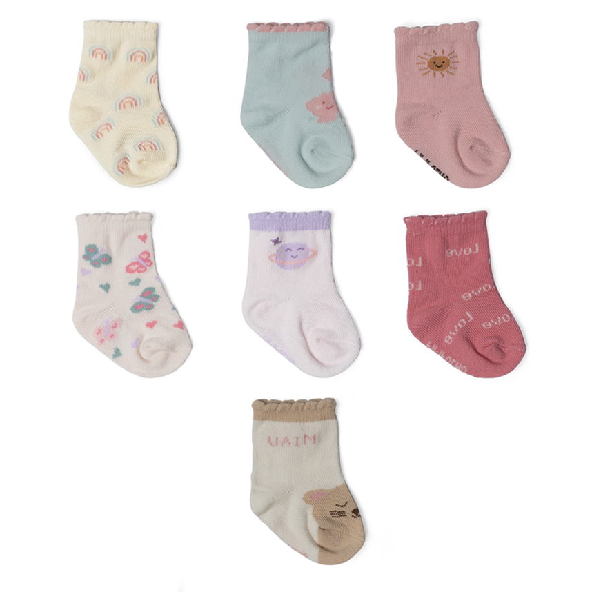 Meia Bebê Pimpolho Menino Semaninha Kit com 7 Peças