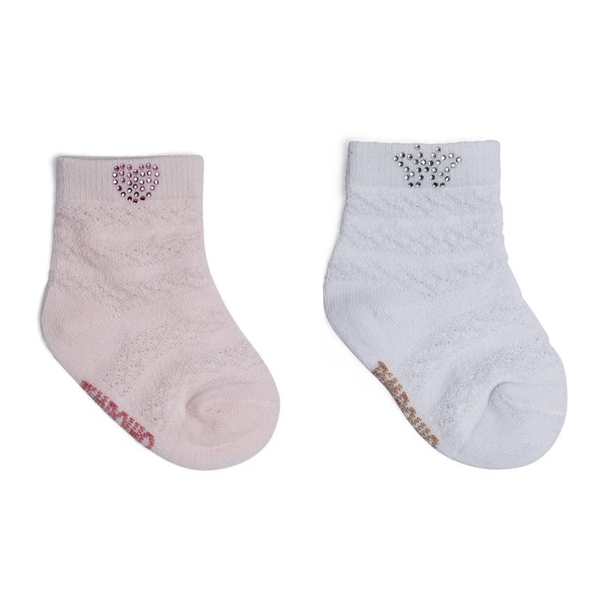 Meia Bebê Pimpolho Menina Trabalhada com Strass 2 Pares