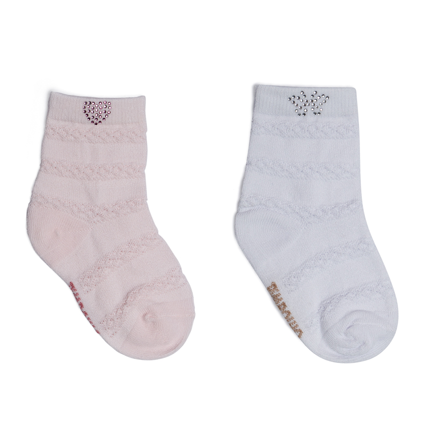 Meia Bebê Pimpolho Menina Trabalhada com Strass 2 Pares