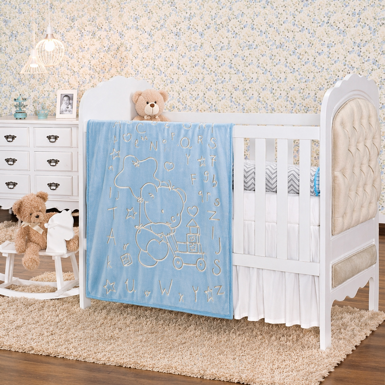 Cobertor Bebê Etruria Bonno Estampa Urso Azul
