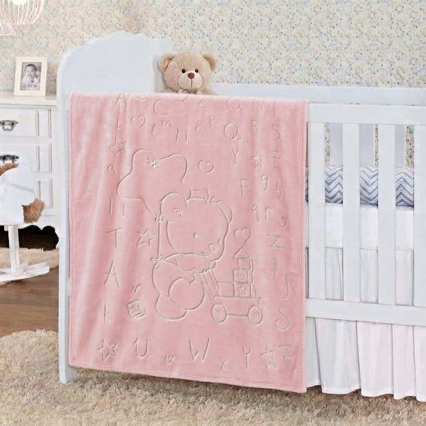 Cobertor Bebê Etruria Bonno Estampa Ursa Rosa