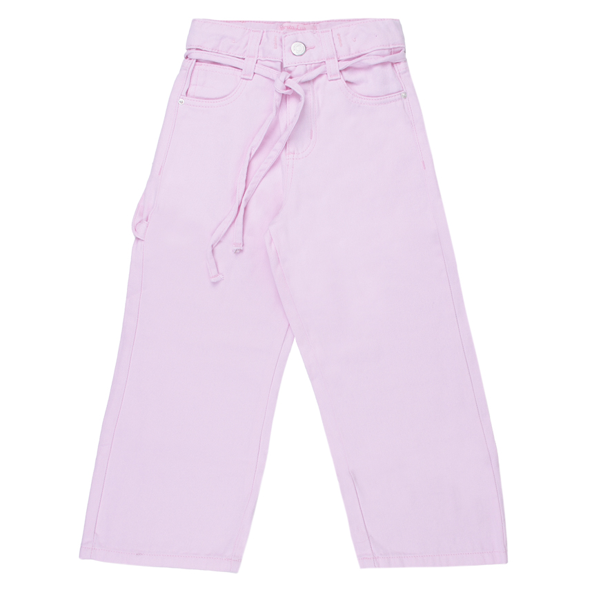 Calça Sarja Infantil Garota Lua Wide Leg com Cordão
