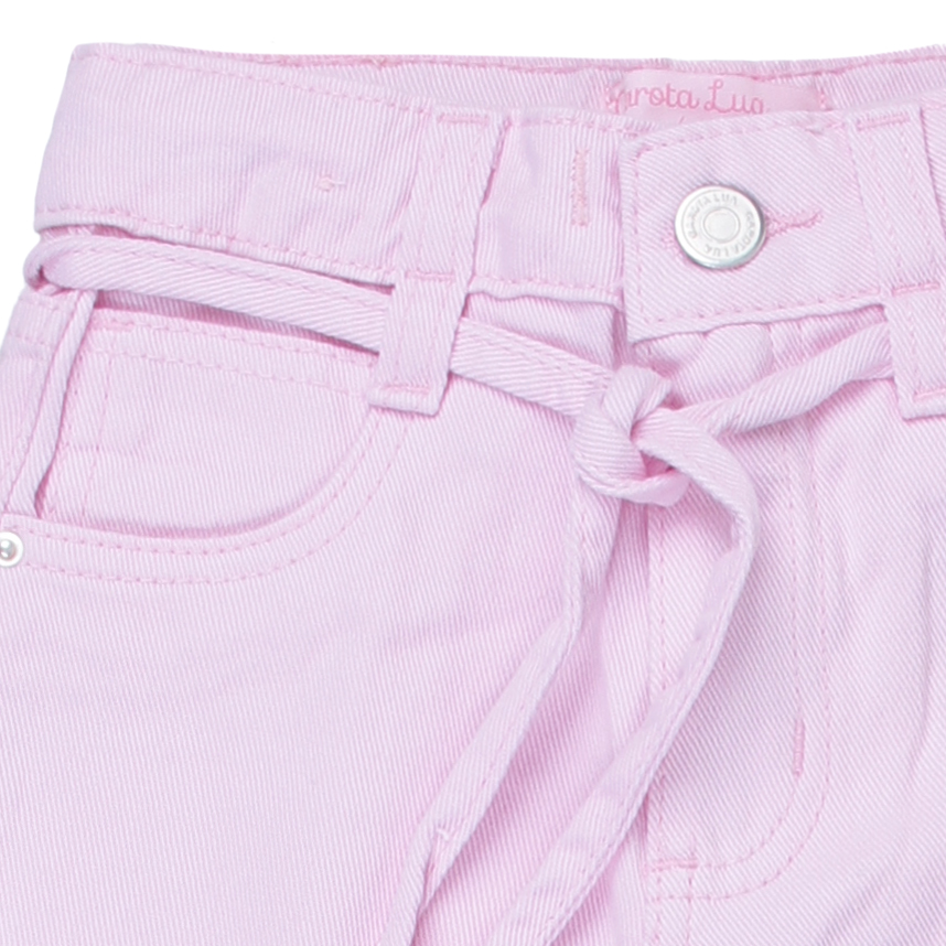 Calça Sarja Infantil Garota Lua Wide Leg com Cordão