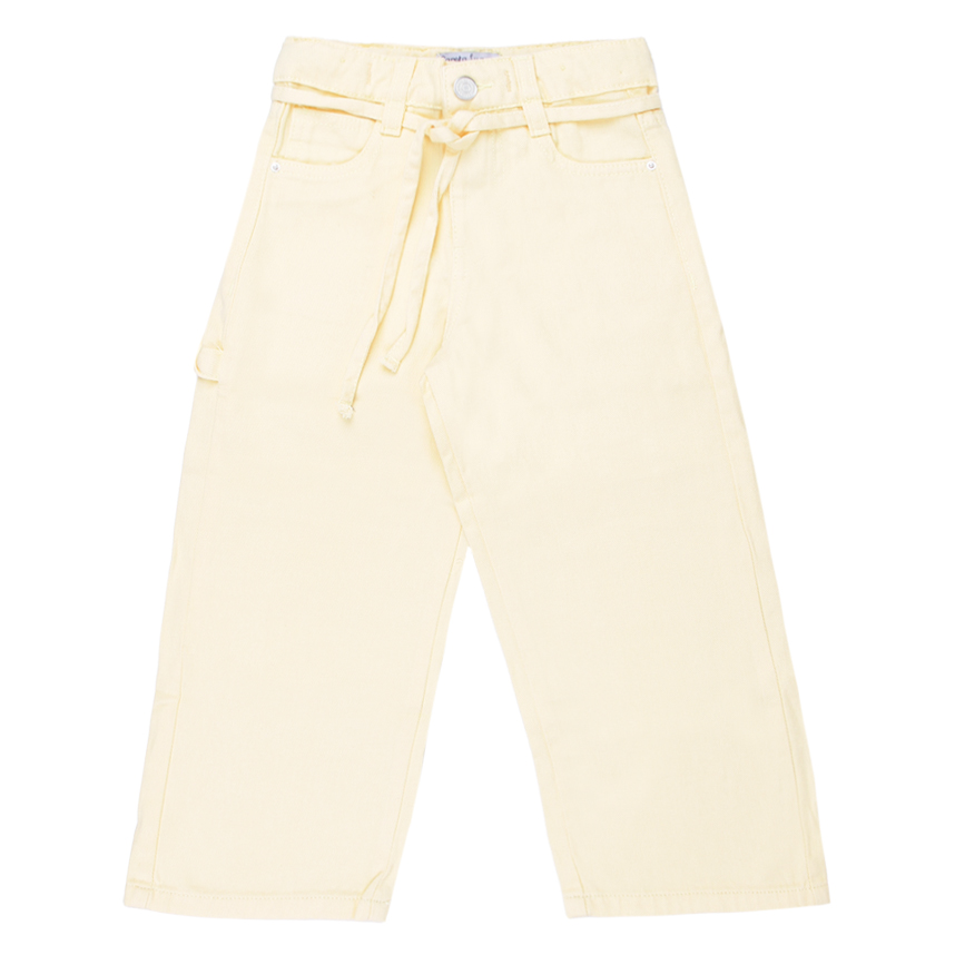 Calça Sarja Infantil Garota Lua Wide Leg com Cordão