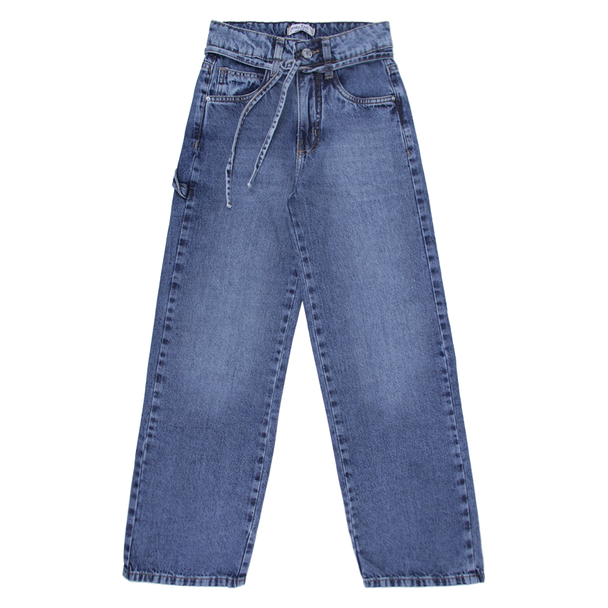 Calça Jeans Juvenil Garota Lua Wide Leg Básica