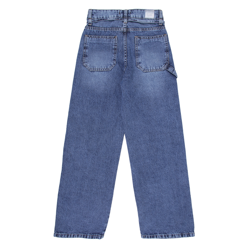 Calça Jeans Juvenil Garota Lua Wide Leg Básica