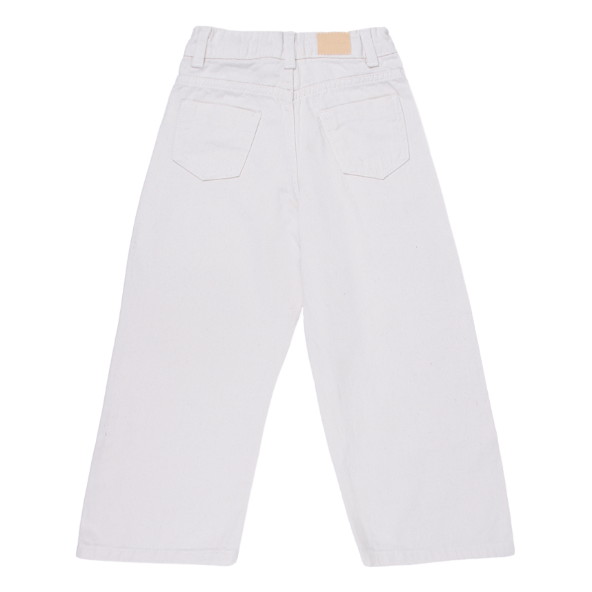 Calça Sarja  Infantil Garota Lua Wide Leg Bordado Laço