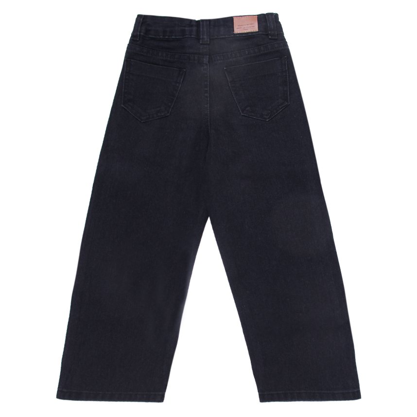 Calça Jeans  Juvenil Garota Lua Wide Leg Black com Strass