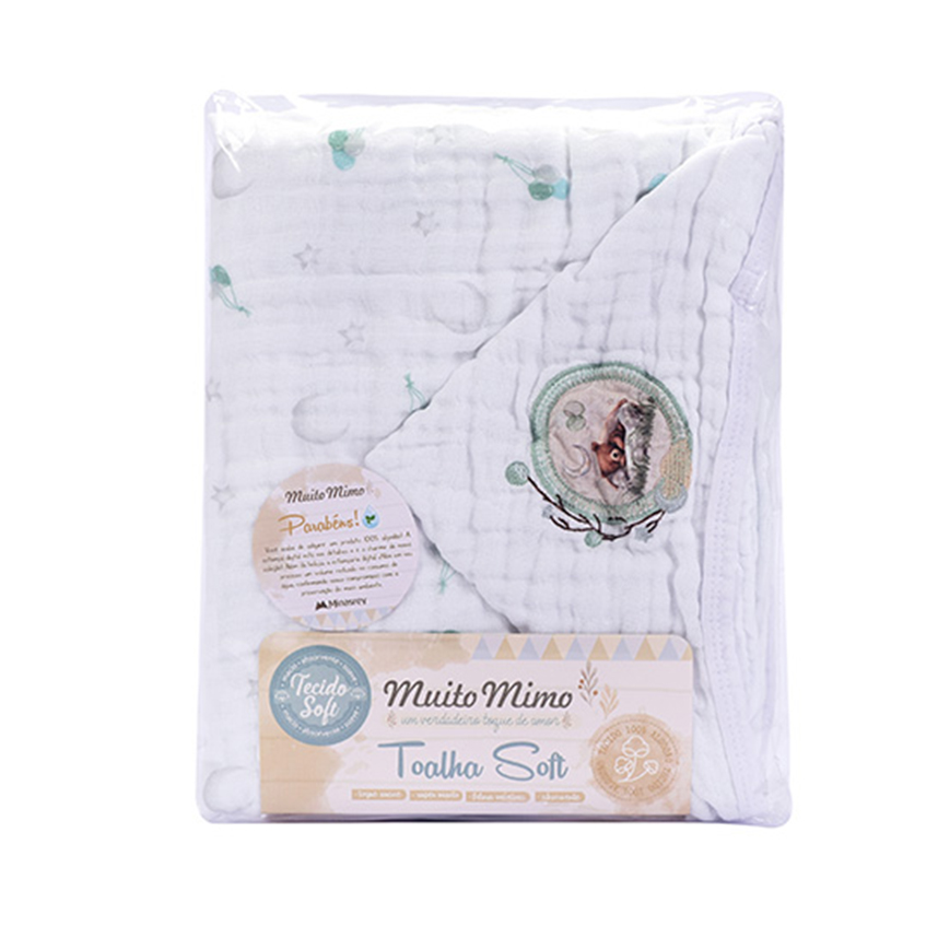 Toalha Soft com Capuz Bebê Muito Mimo Soft Estampa Urso