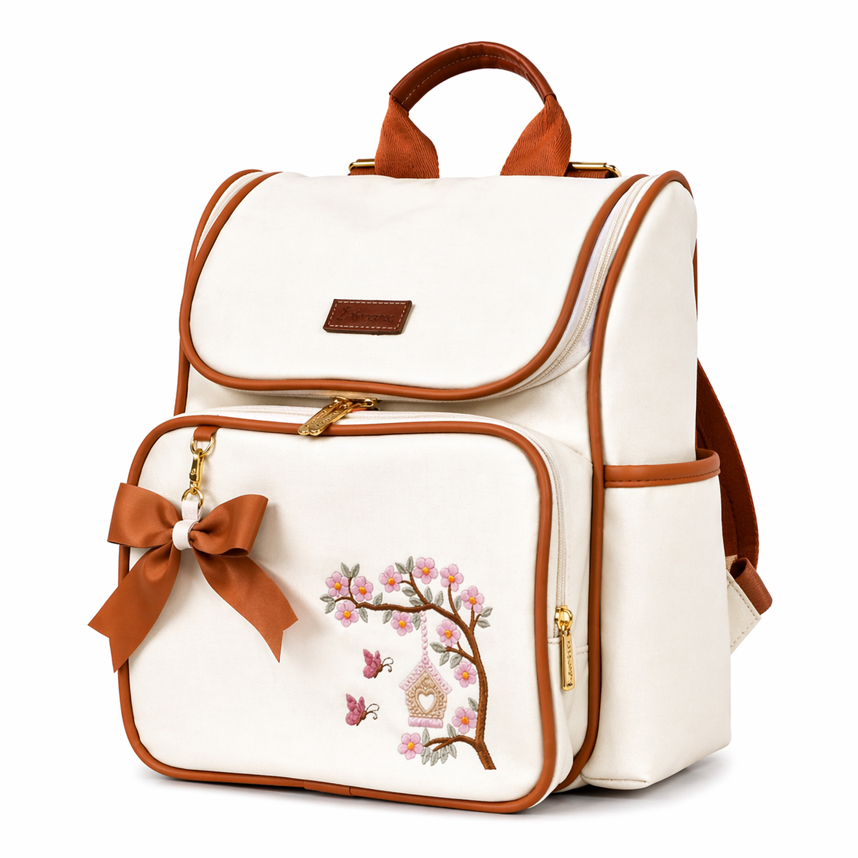 Mochila Maternidade Mappyng Bordado Flores