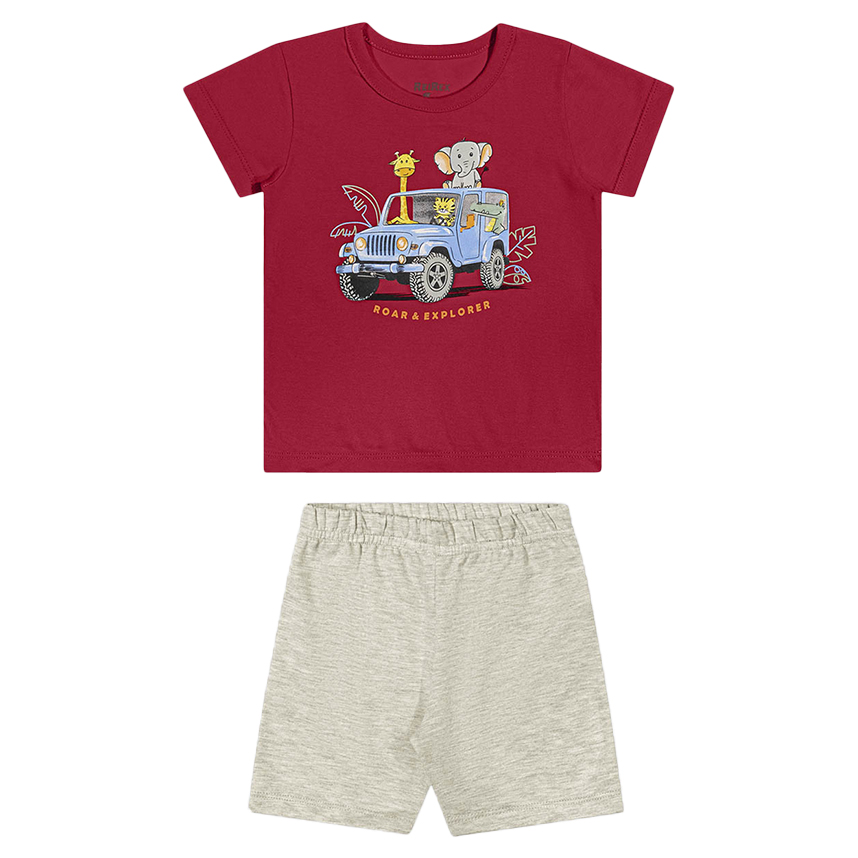 Conjunto Bebê Rei Rex Regata Estampa Carro e Bermuda