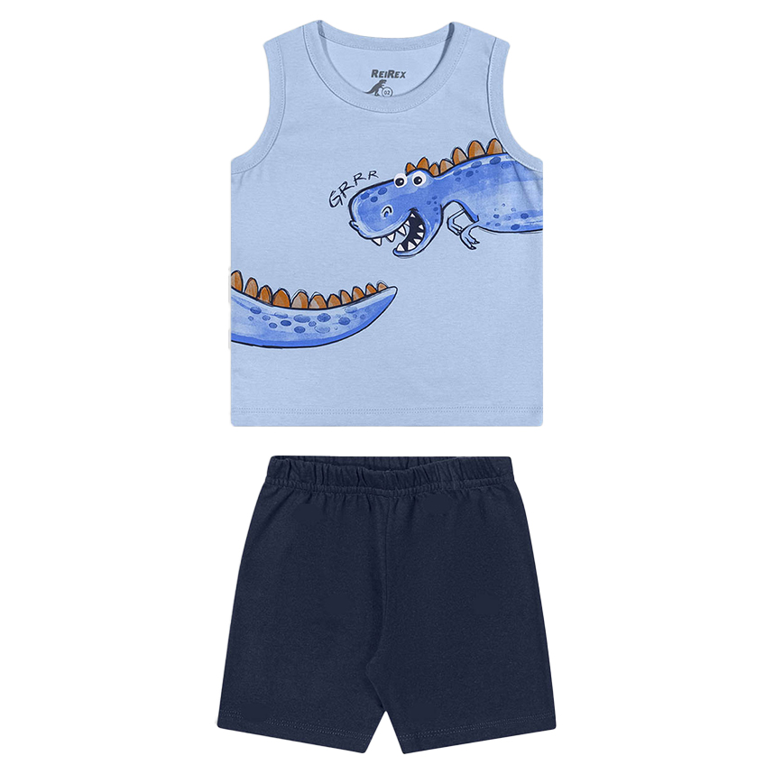 Conjunto Bebê Rei Rex Regata Estampa Dinossauro e Bermuda Conjunto Bebê Rei Rex Regata Estampa Dinossauro e Bermuda