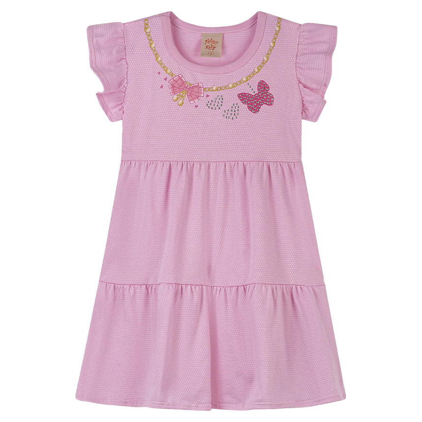 Vestido Infantil Kely Kety Estampa Borboleta com Strass