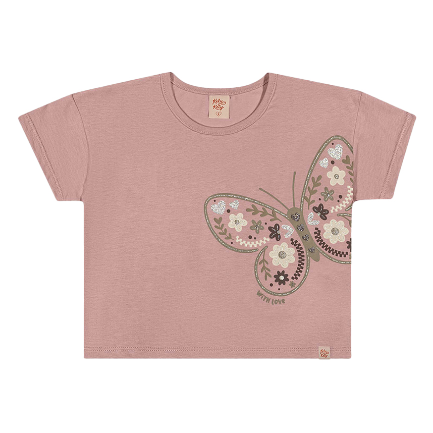 Blusa Infantil Kely Kety Cropped Estampa Borboleta
