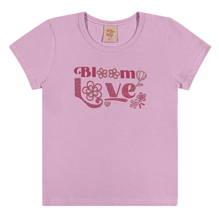 Blusa Infantil Kely Kety Manga Curta Estampa Love