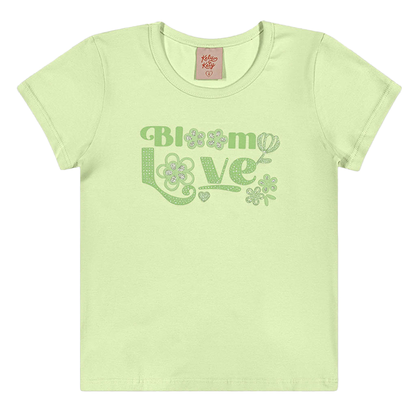 Blusa Infantil Kely Kety Manga Curta Estampa Love