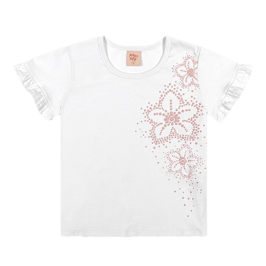 Blusa Infantil Kely Kety Manga Babados Estampa Flor