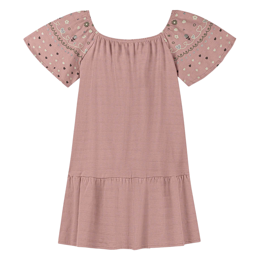 Vestido Infantil Kely Kety Manga Estampada Com Glitter