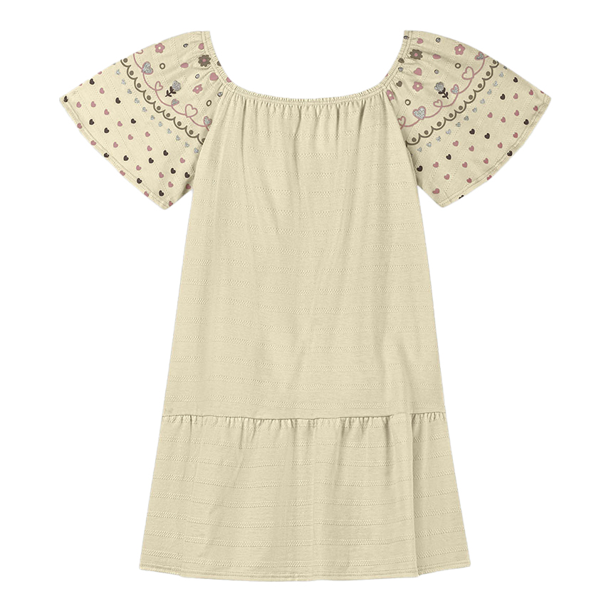 Vestido Infantil Kely Kety Manga Estampada Com Glitter