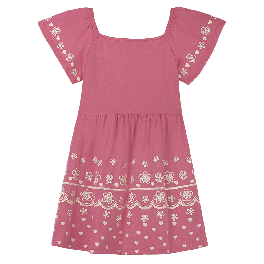 Vestido Infantil Kely Kety Manga Curta Estampa Florzinhas