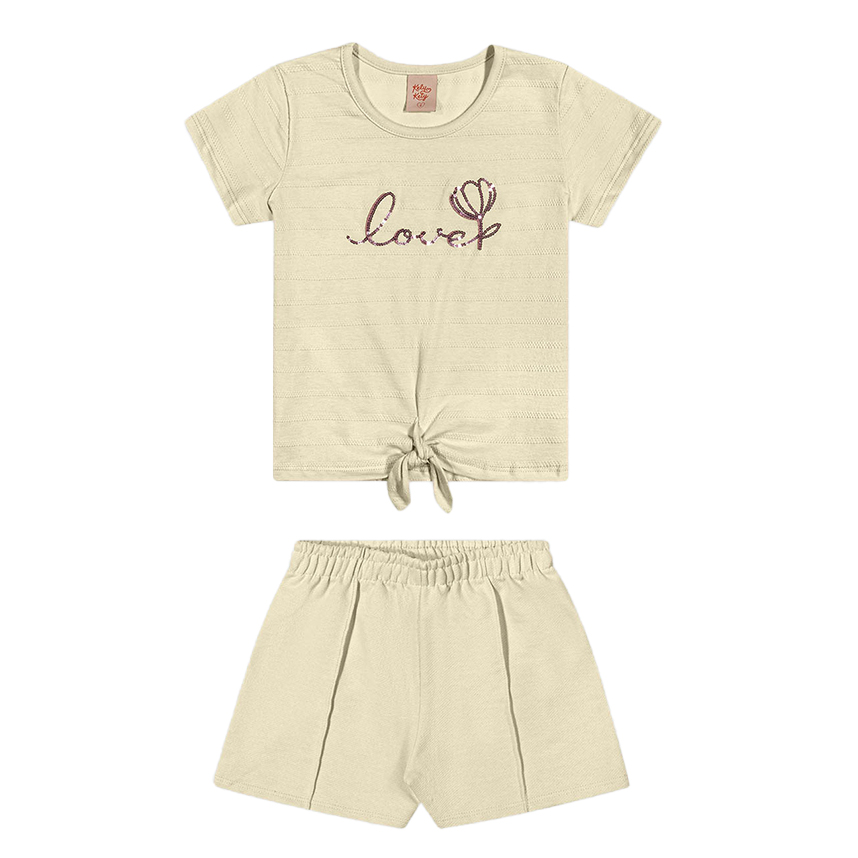 Conjunto Infantil Kely Kety Blusa Bordada e Shorts