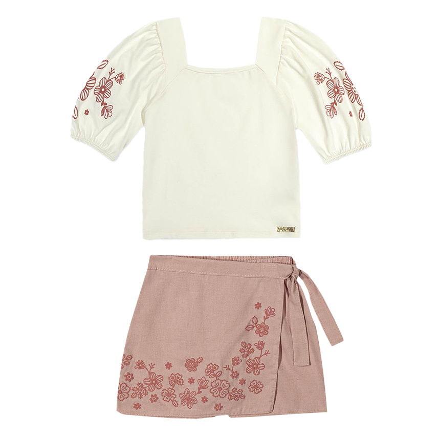 Conjunto Infantil Kely Kety Blusa e Short Saia Estampado