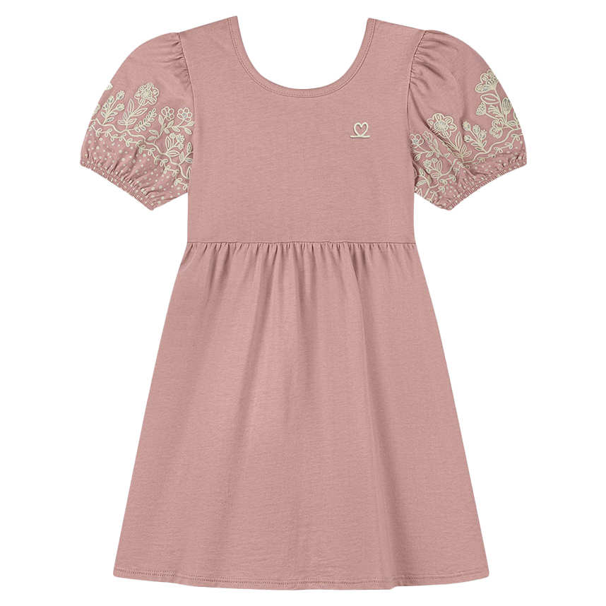 Vestido Juvenil Kely Kety Manga Estampada e Glitter