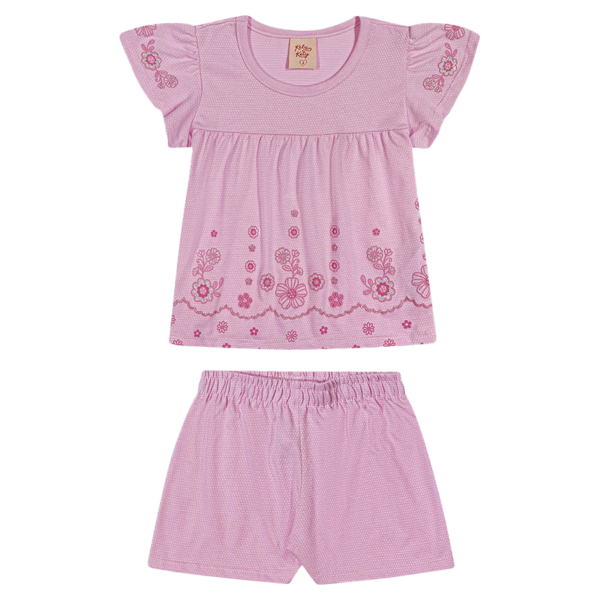 Conjunto Infantil Kely Kety Blusa Estampa Flores e Shorts