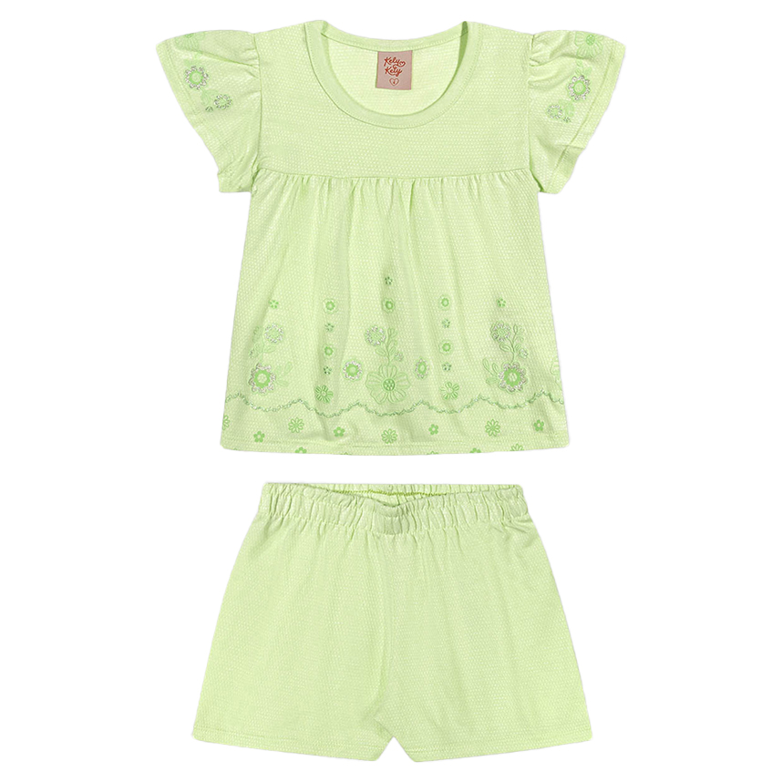 Conjunto Infantil Kely Kety Blusa Estampa Flores e Shorts