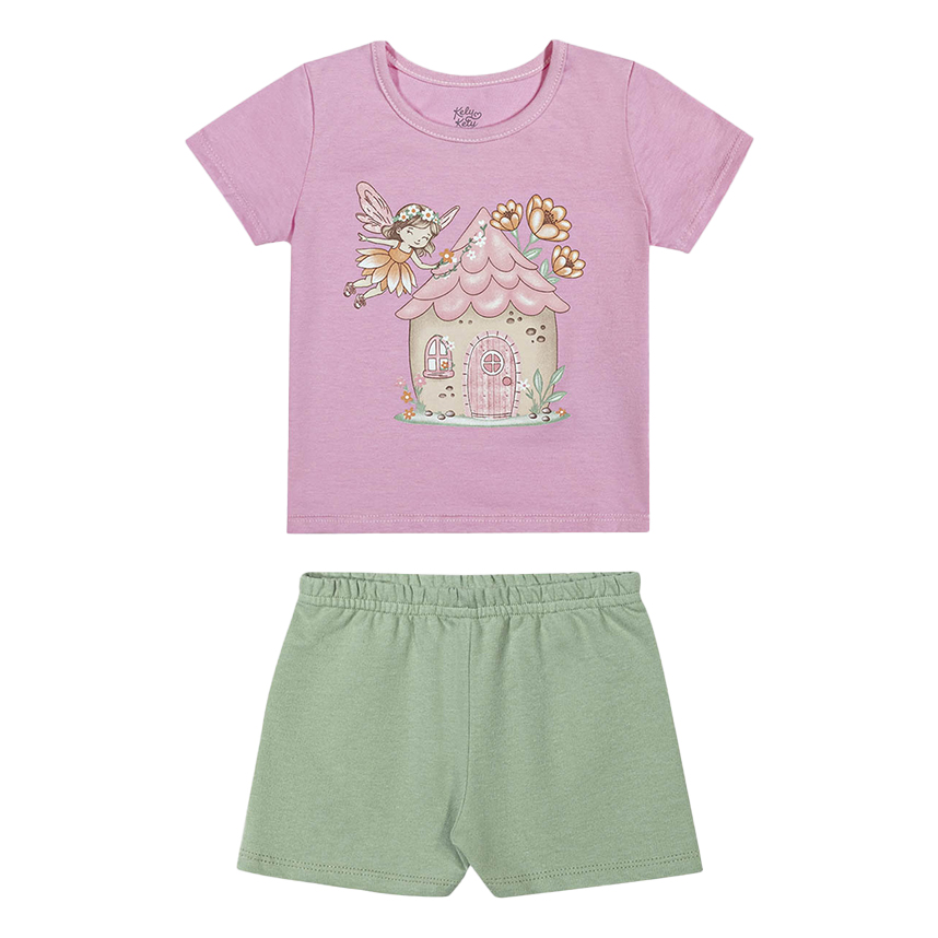 Conjunto Infantil Kely Kety Blusa Estampa Fada e Shorts