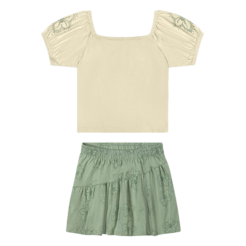 Conjunto Juvenil Kely Kety Blusa Manga Estampada e Short