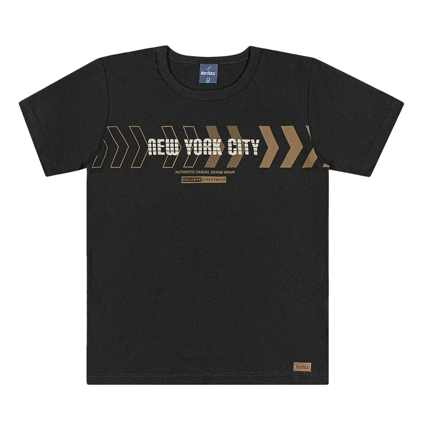 Camiseta Juvenil Rei Rex Manga Curta Estampa New York