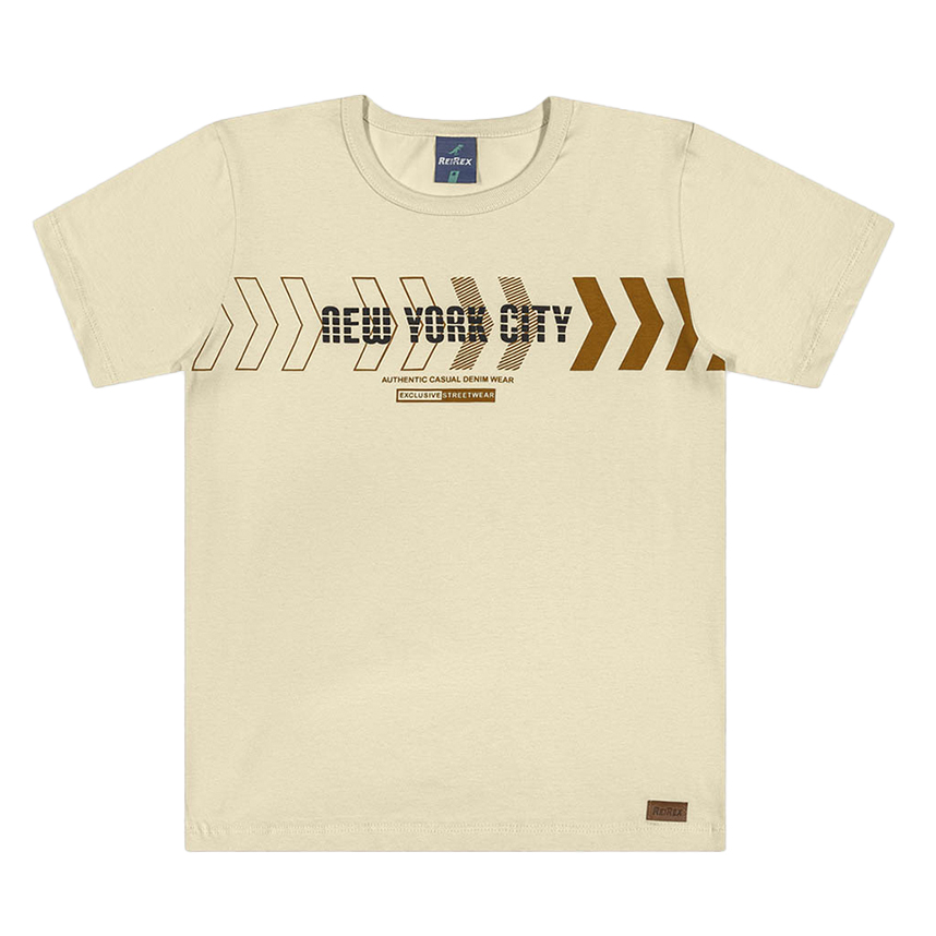Camiseta Juvenil Rei Rex Manga Curta Estampa New York