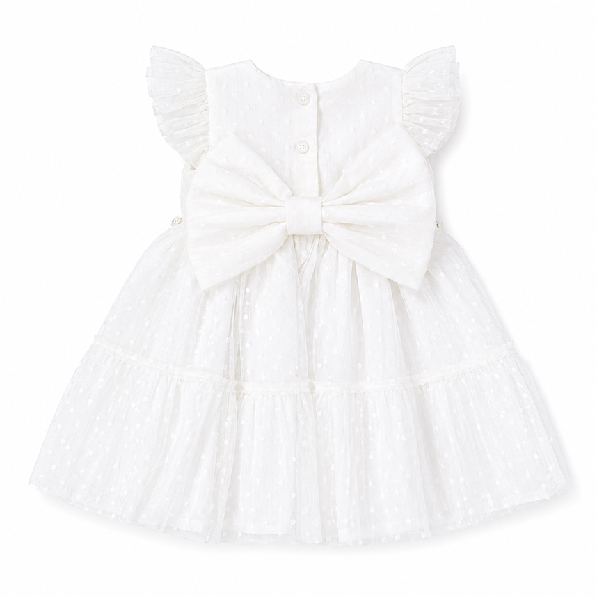 Vestido Bebê Pupila Cavado Tule Trabalhado com Cinto