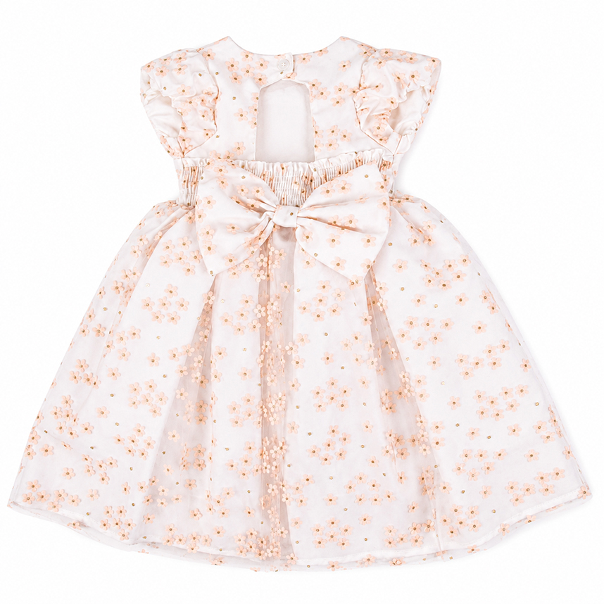Vestido Infantil Pupila Manga Curta Tule Flor e Glitter