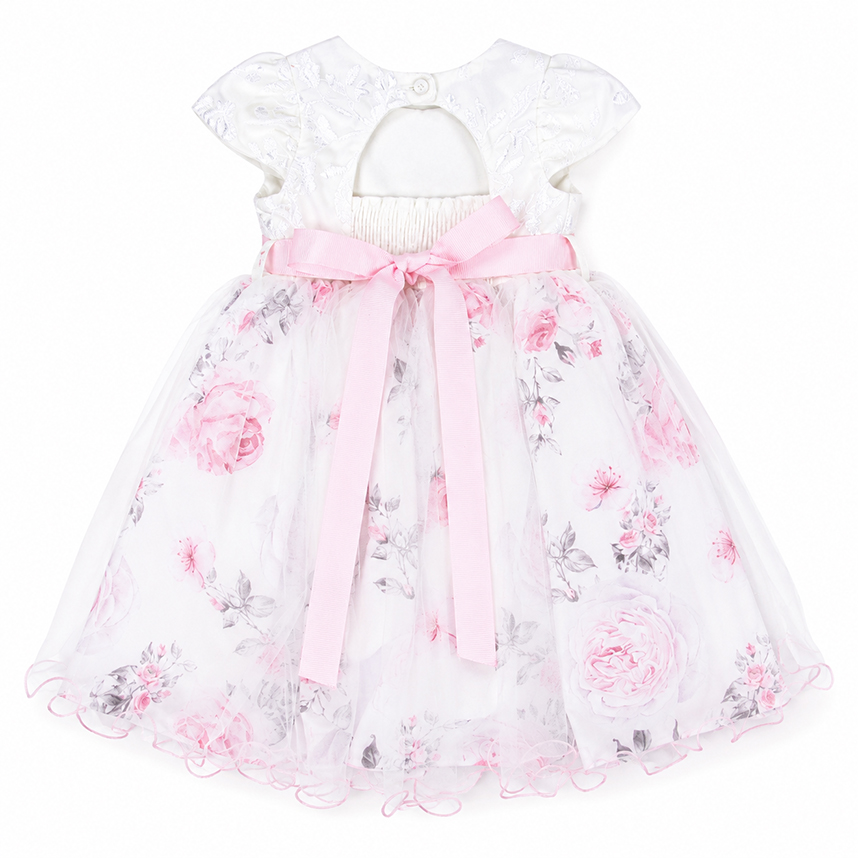 Vestido Infantil Pupila Cavado Tule Estampa Floral