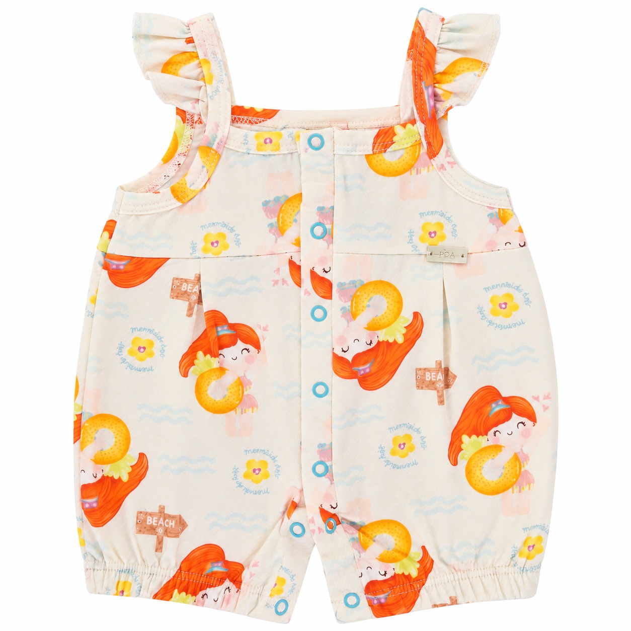 Banho De Sol Bebê Presente De Anjo Babados Estampa Sereia