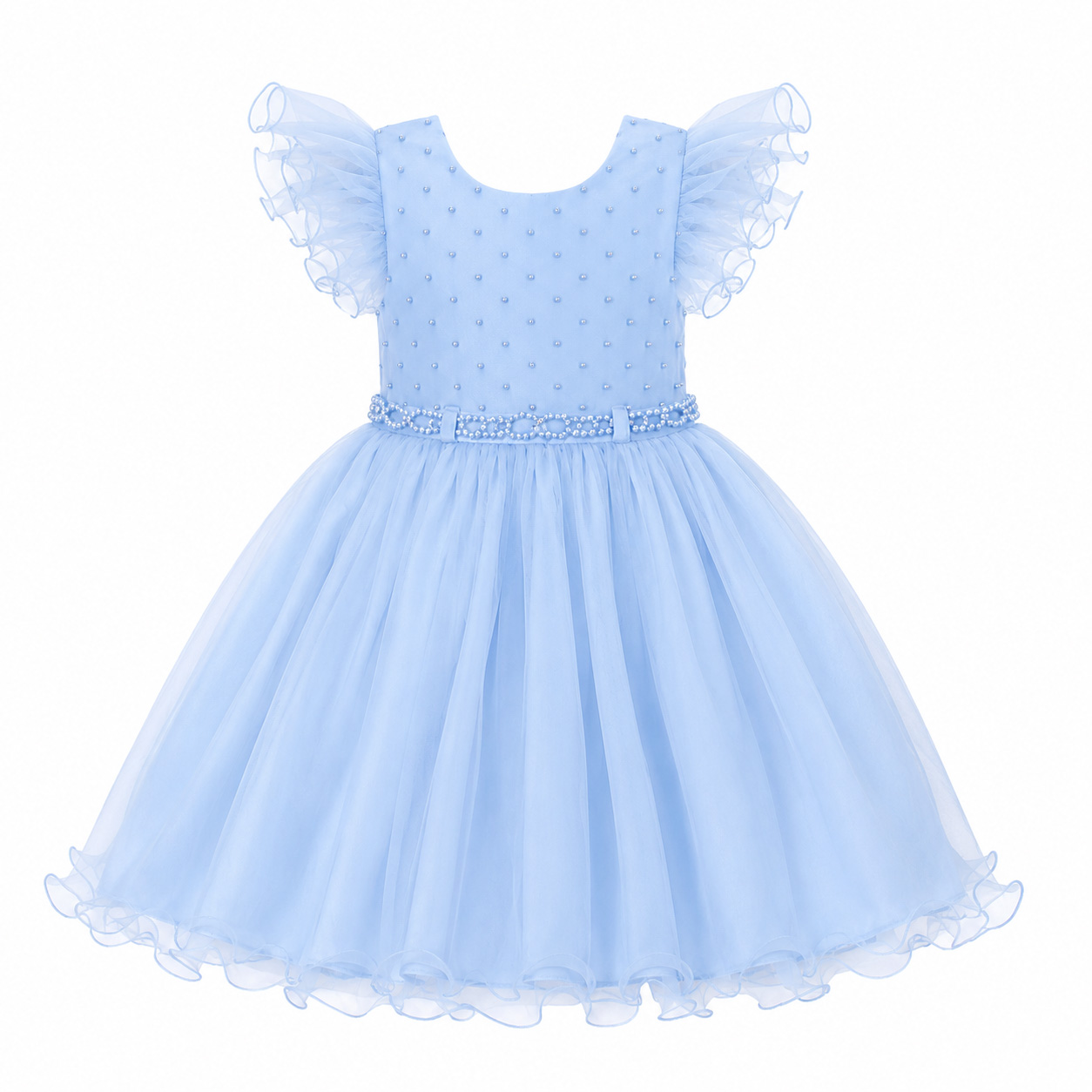 Vestido Infantil Menina Bonita Com Pérolas e Tule
