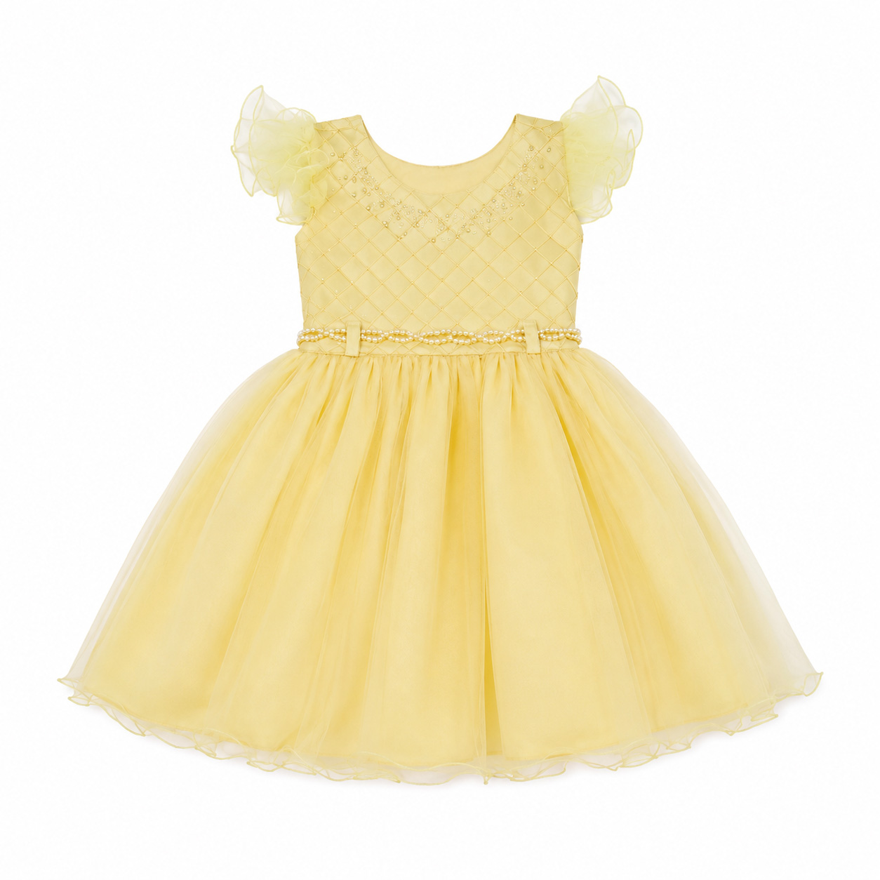 Vestido Infantil Menina Bonita Bordado Com Pérolas e Tule