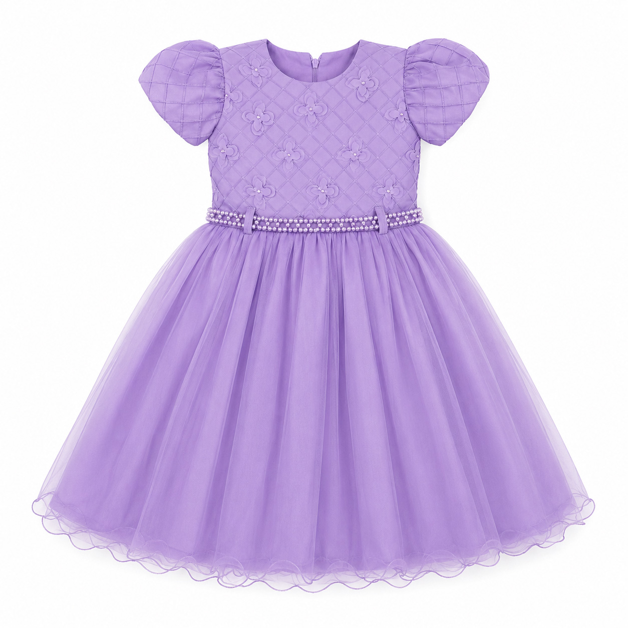 Vestido Infantil Menina Bonita Bordado Floral Com Tule